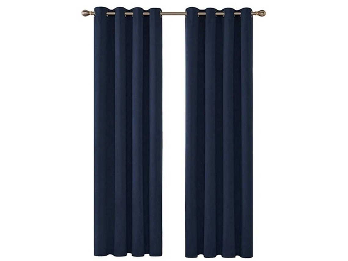 Cortina Blackout Térmica, Para Janela E Quarto, Ilhós, Lavável, Conjunto 2 Peças, 96 X 52 Cm, Azul-marinho