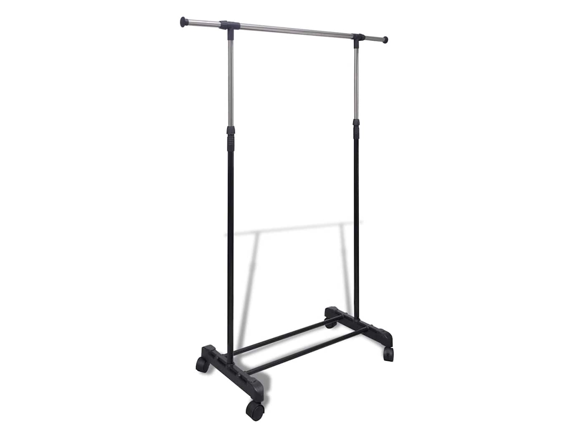 Vidaxl Cabide Para Roupas Ajustável 4 Rodas 1 Varão