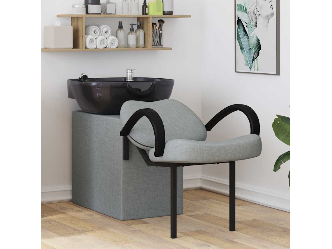 Vidaxl Cadeira De Shampoo Cinza Claro E Preto 136 X 60 X 92 Cm Tecido
