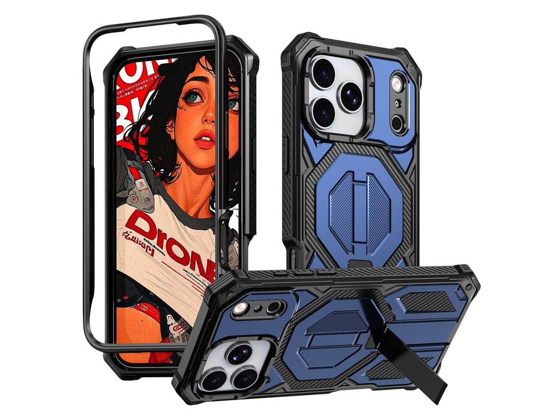 Capa Magnética Resistente Para Iphone 17 Pro, Suporte Integrado, Compatível Com Magsafe,robusta À Prova De Choque Azul Hexinyigjly