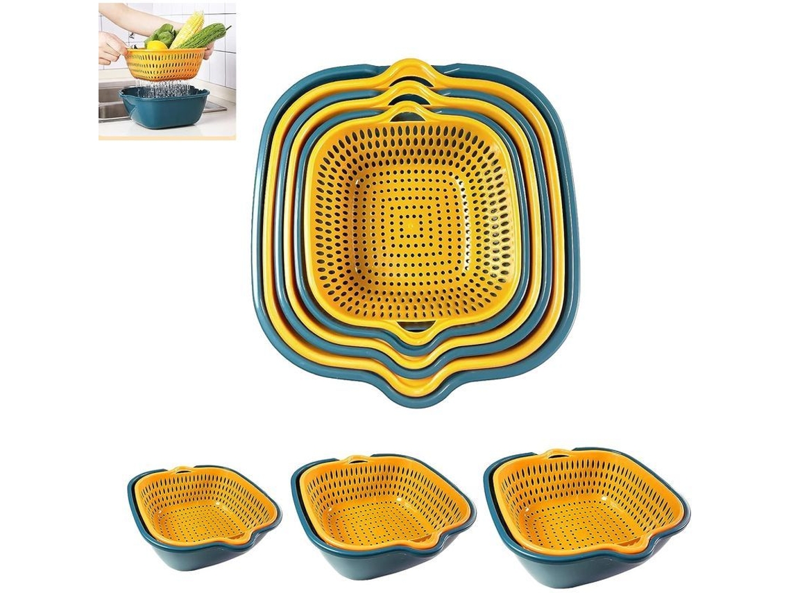 Conjunto de 6 Coladores Desmontáveis 2 em 1 para Legumes e Frutas