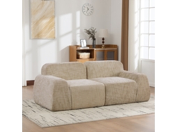 Sofá Modular Comprimido De 2 Lugares Em Tecido Chenille Com Espuma 30d Caqui Claro
