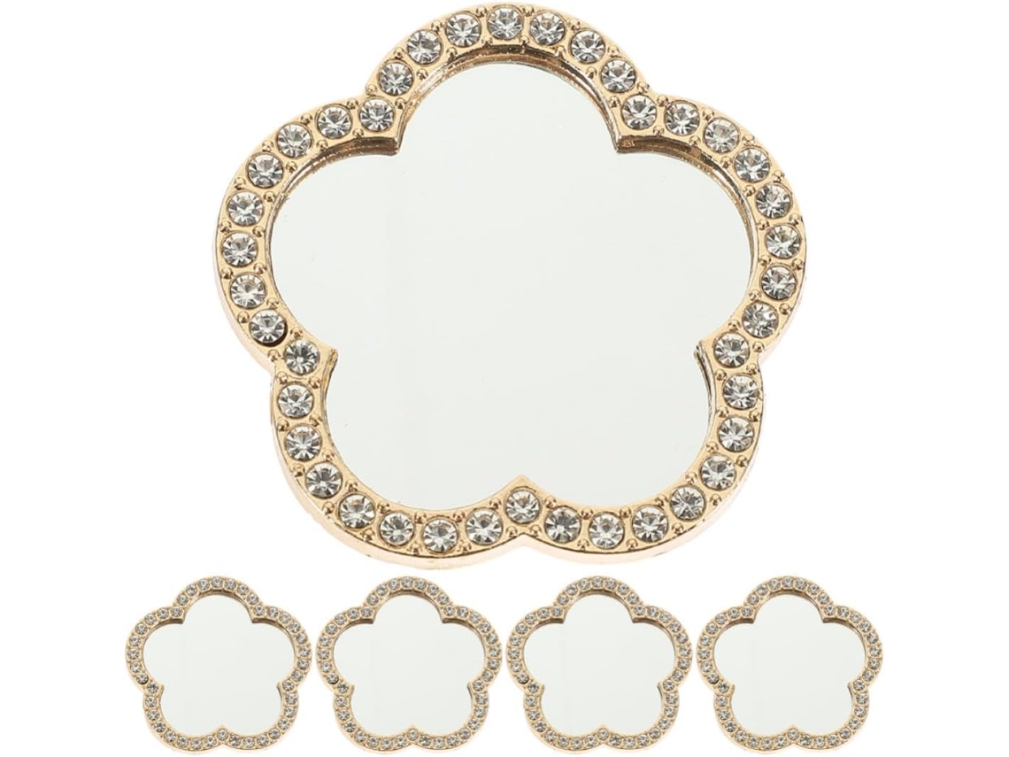 5 Peças Miroir De Poche Fleur Alliage Portátil