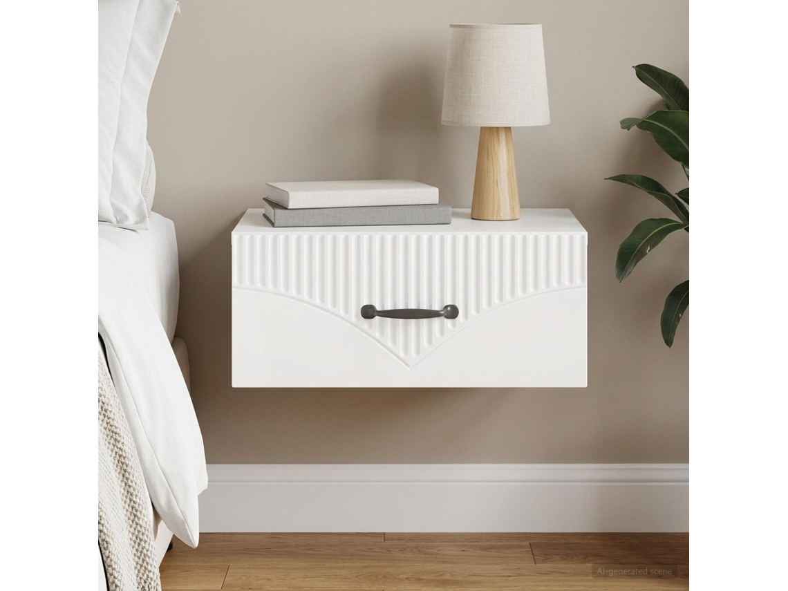 Vidaxl Gabinete De Canto Montado Na Parede Com Gaveta Branco Brilhante