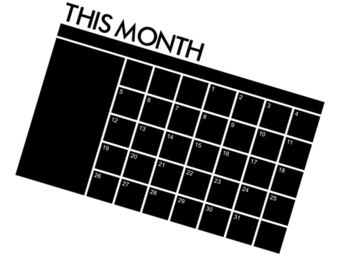 Tableau De Calendrier Effaçable À Sec Noir Em Pvc, Amovível