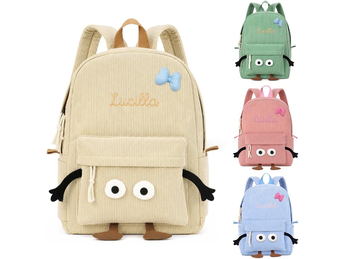 Mochila Infantil Personalizada Com Nome, Escolar De Veludo Cotelê Para Meninas Meninos, Jardim De Infância,
