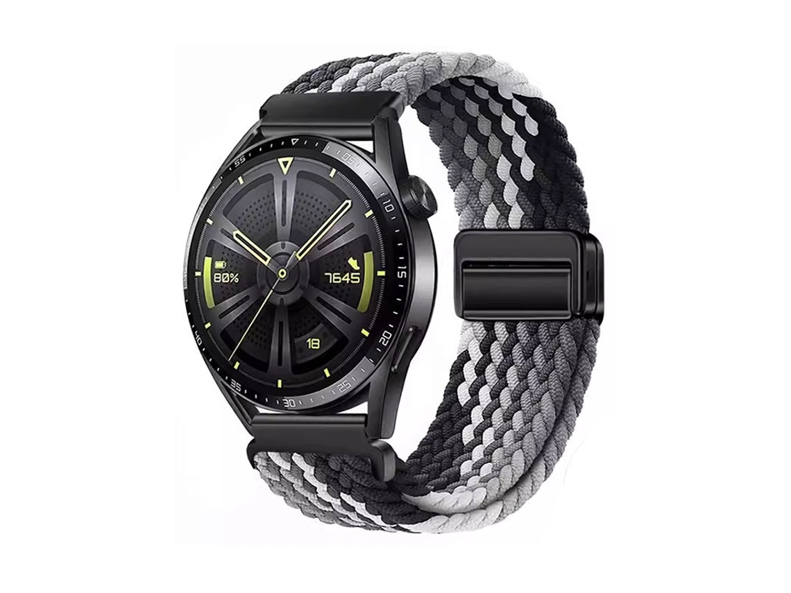 Pulseira GT6 em Nylon Trançado com Data Magnética, Compatível com Huawei Watch 5, Samsung Watch 7, Xiaomi S4 e Garmin.