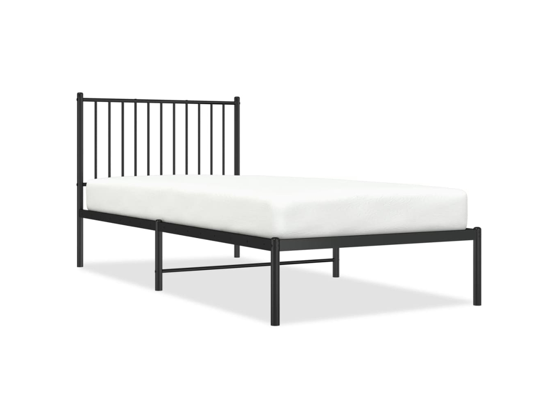 Estrutura de Cama com Cabeceira 90x200 Cm Metal Preto MAISON EXCLUSIVE