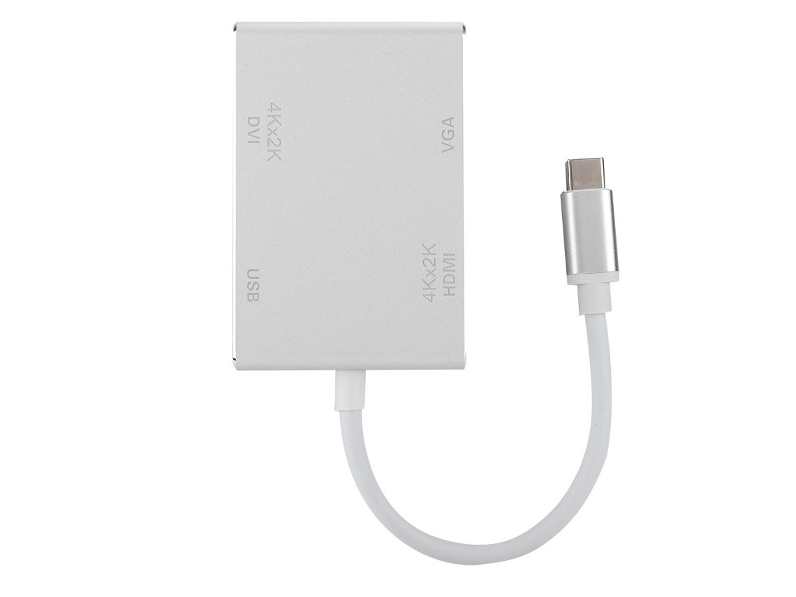 Conversor Adaptador Hub 4 Em 1 Typec Para Hdmi Vga Dvi Usb3.0