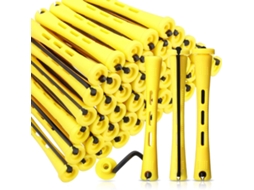 Rollo de 60 rizadores permanentes (amarillo, 8,2 cm x 0,7 cm), plástico antideslizante y resistente al frío. - aquaforge