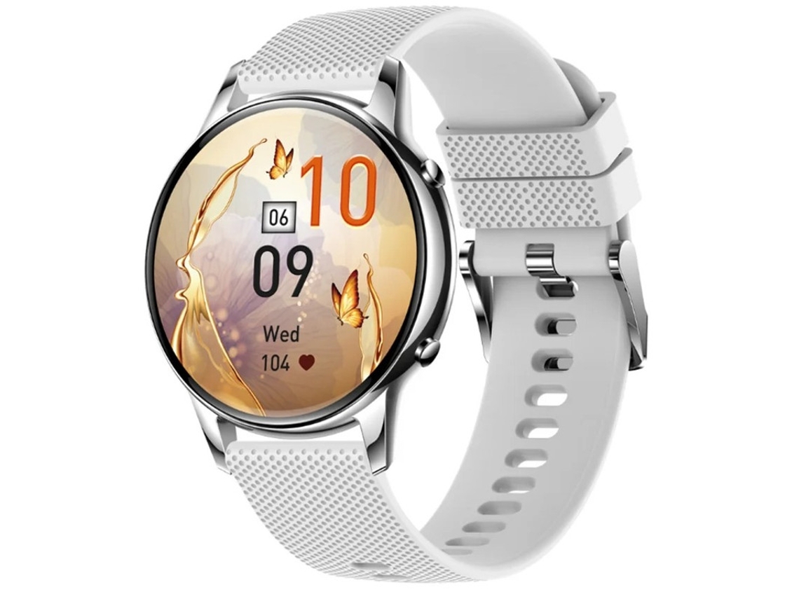 Smartwatch Com Display Amoled Full Touch 1.32 Polegadas Bluetooth Chamadas Resores De Saúde Feminina E Design Redondo Cinza Bestvite