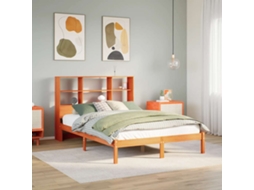 Vidaxl Cama Com Estante Sem Colchão 140x190 Cm Pinho Maciço