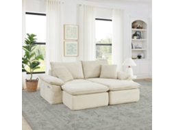 Sofá Modular 2 Lugares Cloud Sem Estrutura, Estofado Macio, Apoio Pés, Bolsos, Sem Montagem, Convertível em Poltrona cama Bege NOVELA