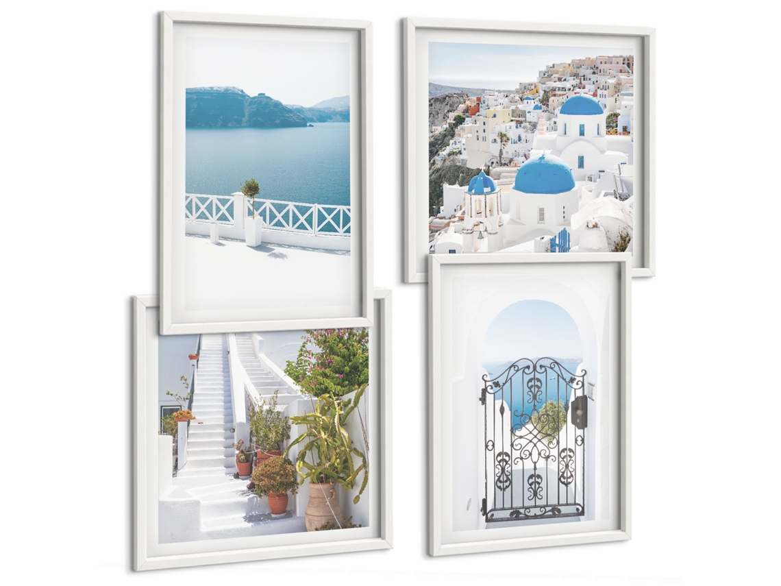Um Conjunto De Imagens Decorativas Em Uma Moldura Flores Azuis Moldura Branca Quadros Para O Escritório Espelharte (conjunto De 4 Imagens)