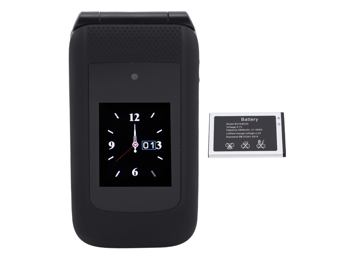 Telefone flip para idosos, multi idioma, duas telas, botões grandes