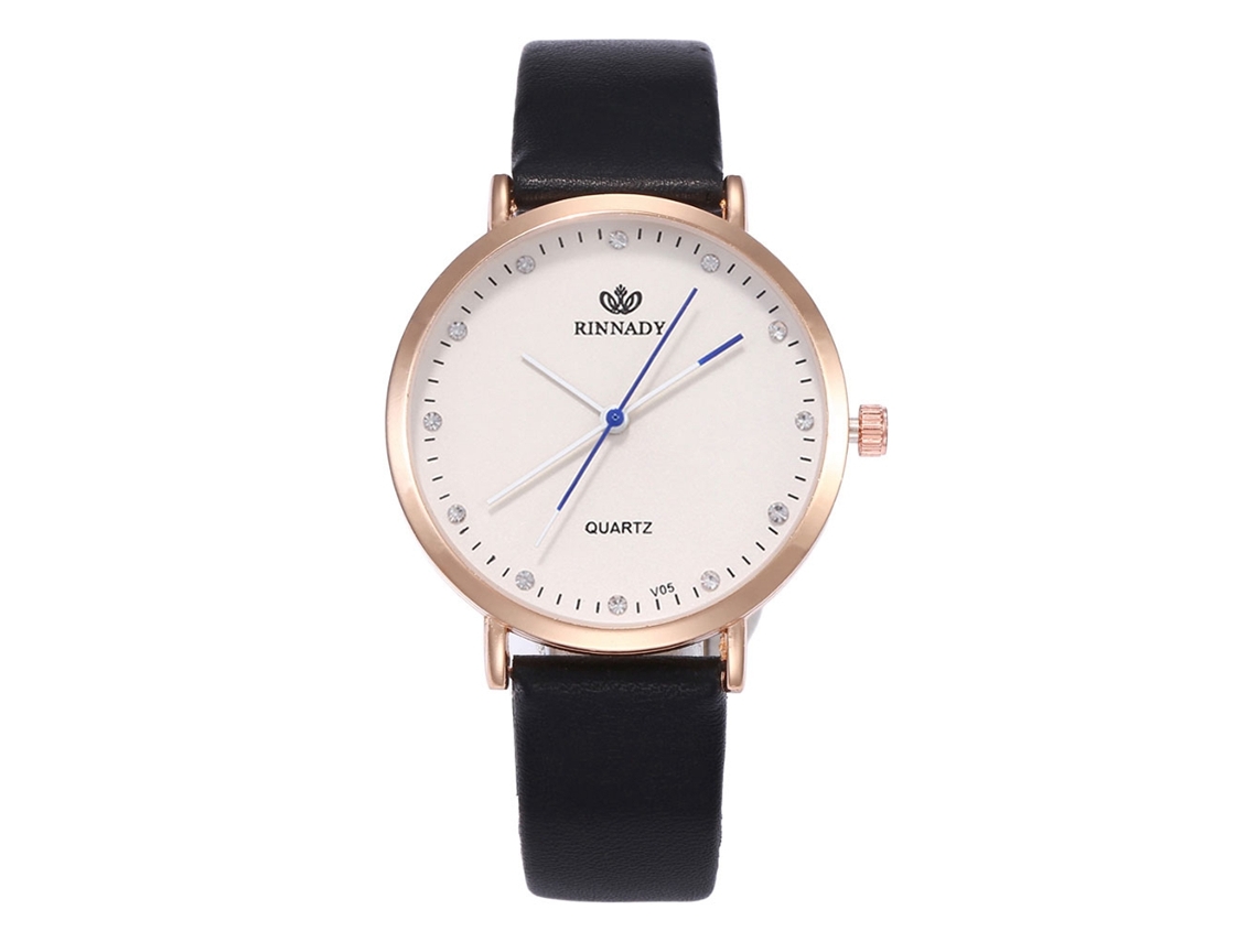 Reloj De Cuarzo Unisex Con Correa De Cuero Pu Zhoulianfa Color Negro