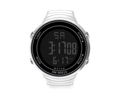 Relógio eletrônico casual, estilo digital, luminoso, à prova d'água, pulseira de PVC, branco