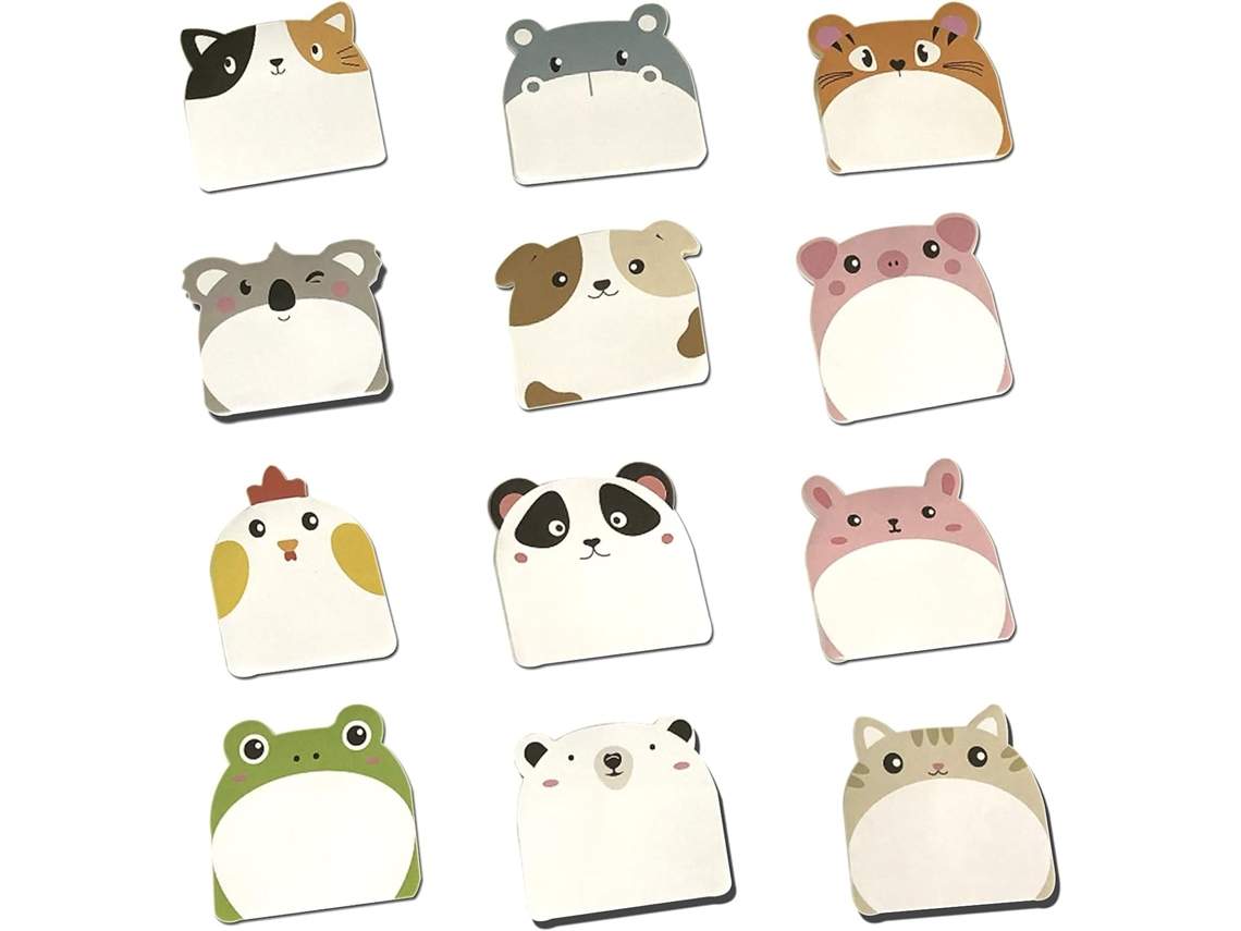 Blocos De Notas Adesivas, 12 Unidades, 6cm, 5.5cm, Estampa Animal