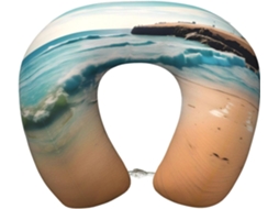 Travesseiro de Viag em Espuma Viscoelástica com Estampa Paisagem Praia Suporte Confortável Formato U para o