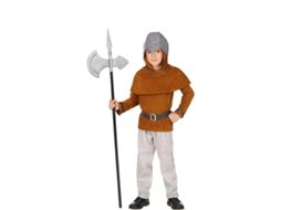 Fato de cavaleiro medieval plebeu com capuz para criança