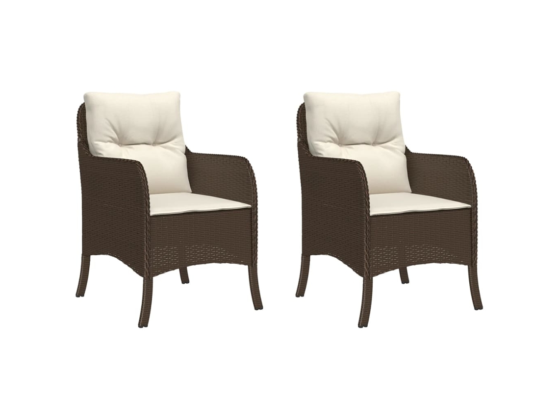 Conjunto de 2 Cadeiras de Jardim com Almofadões Vime Pe Castanho MAISON EXCLUSIVE