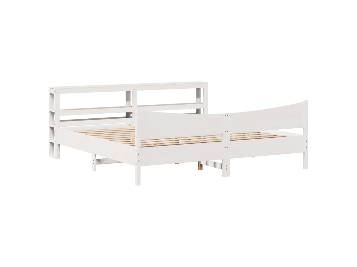 Bed Frame, Bed Frames Vidaxl Branco Madeira De Pinho (200 X 200 Cm)