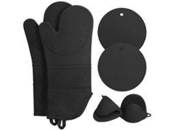 Pacote Com 6 Luvas De Forno Extra Longas E Conjunto De Pegadores De Panela Resistentes Ao Calor Aquaforge