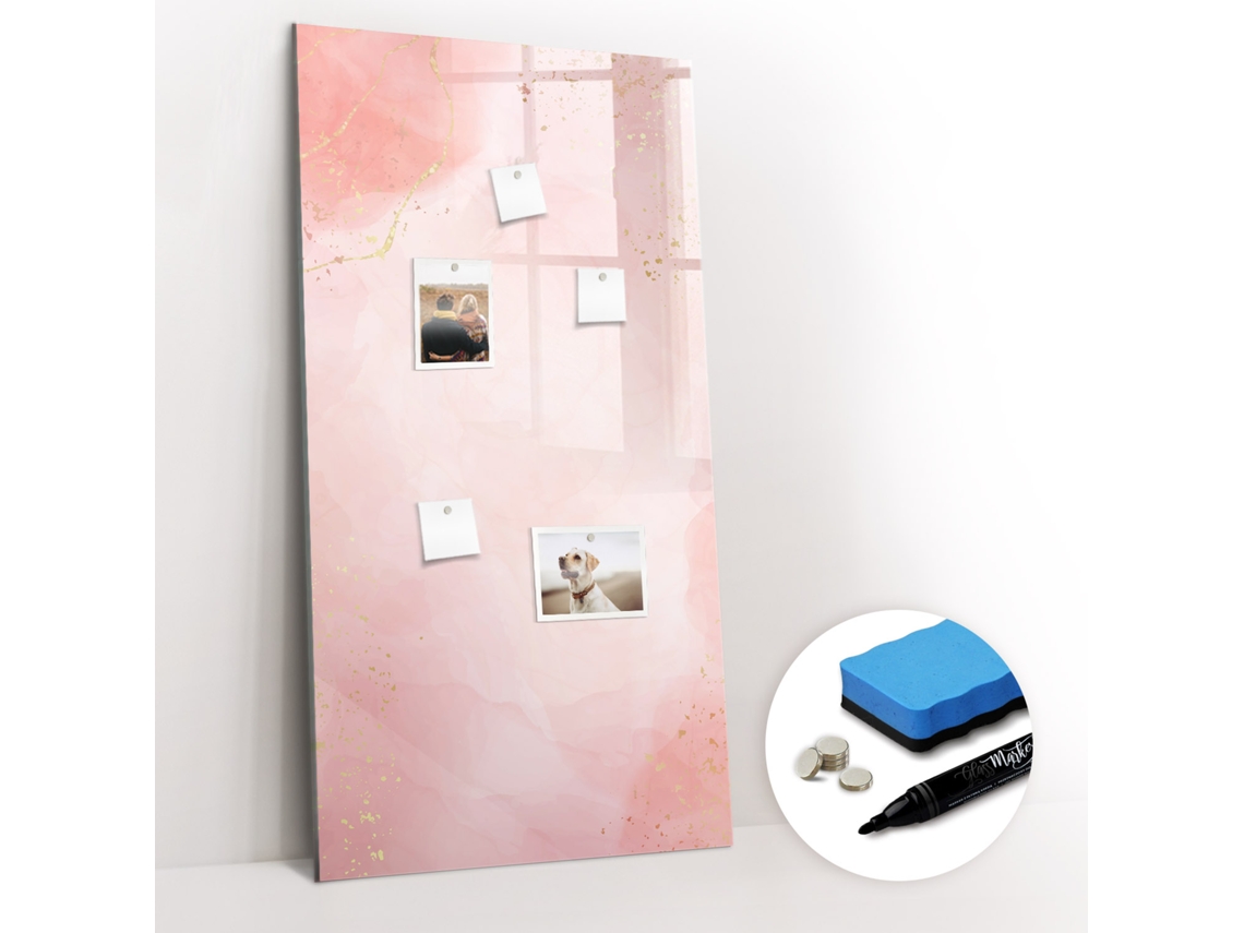 Quadro De Vidro Magnético Mármore Rosa Para O Corredor Espelharte (60x120 Cm)