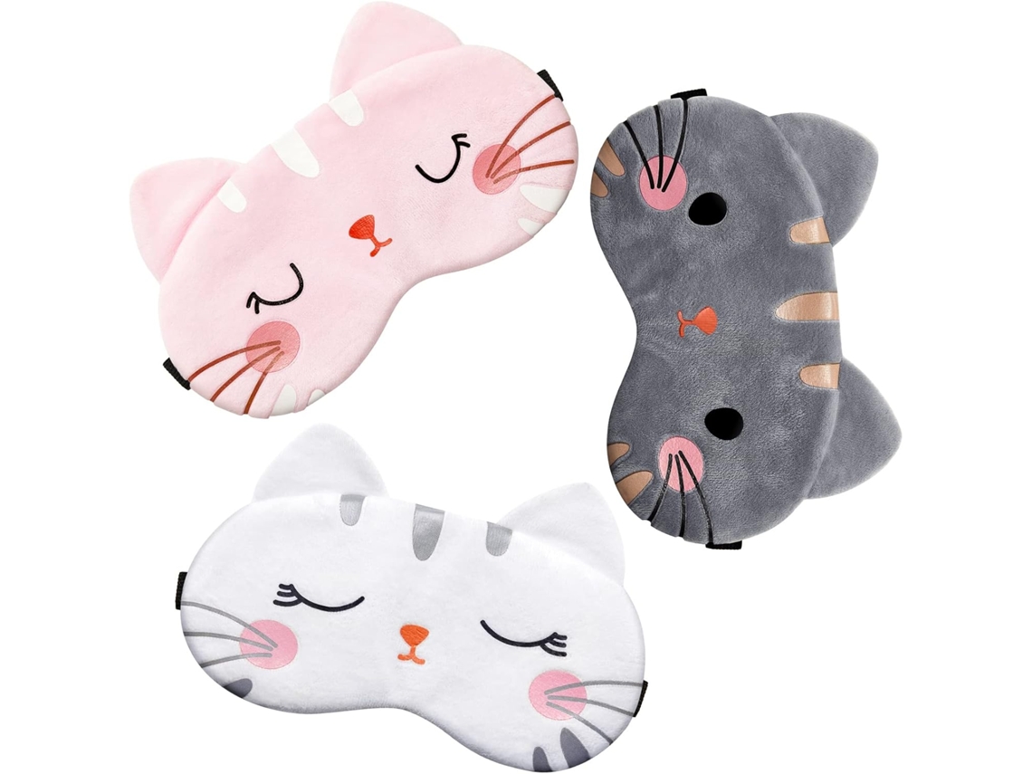 3 Máscaras de Dormir Fofas com Carinhas de Gato e Cachorro, Divertidas de Animais AQUAFORGE