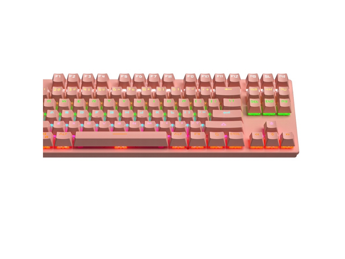 Teclado Mecânico Rosa K300 Com Fio Azul Vermelho Ombro Gamer Desktop 87 Teclas Teclado Luminoso Para Computador Slowmoose