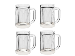 Conjunto de 4 Canecas de Cerveja Congeladas para Freezer, Gel de Parede Dupla AQUAFORGE