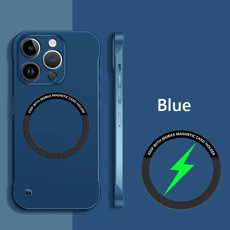 Capa Magnética Ultrafina Sem Moldura Para Iphone 11 Pro (azul), Compatível Com Carregamento Sem Fio.