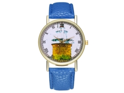 Reloj De Cuarzo Con Correa De Cuero Estilo Simple Y Moderno (azul Real)