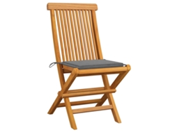 Conjunto de 4 Cadeiras de Jardim com Almofadões Cinzentos Teca Maciça MAISON EXCLUSIVE (4 pcs)