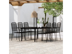 Jogo De Jantar 7 Peças Para Jardim Preto Dkd Home Decor