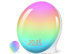 Despertador Com Luz De Despertar Despertador Digital Para Quartos Rádio Travessas Pesadas Adultos E Crianças 8 Sons Da Natureza Branco Yizhood