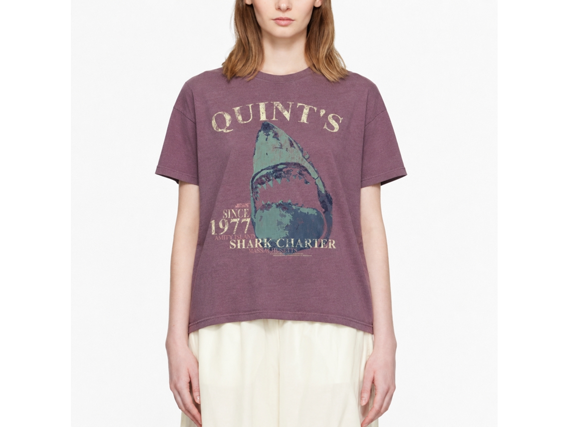 Rockinstone Jaws Movie Quints Charter Heather Vintage Maroon Adult T-shirt Size:xl