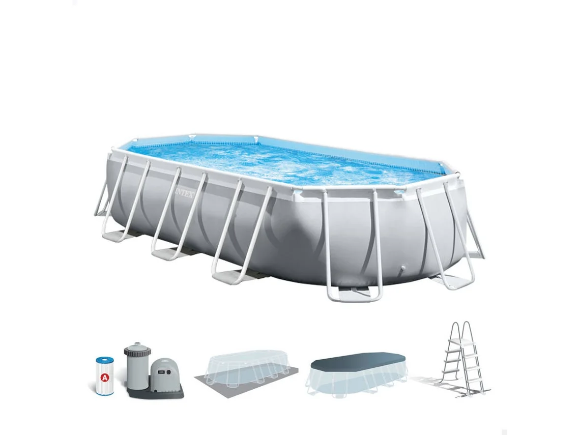 Piscina Tubular INTEX Prisma Frame Oval com Bomba (503x274x122cm - 13.365L)