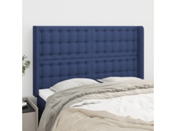 Vidaxl Cabeceira De Cama C/ Abas Tecido 147x16x118/128 Cm Azul