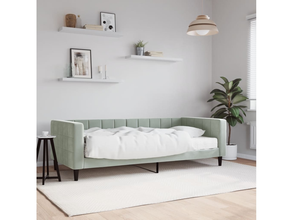 Vidaxl Sofá-cama Com Colchão 90x190 Cm Veludo Cinzento-claro