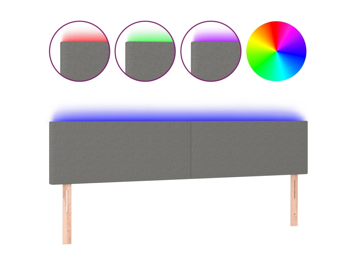Led Headboard, Led Headboards Vidaxl Cinzeto Tecido (180 X 5 X 78/88 Cm)