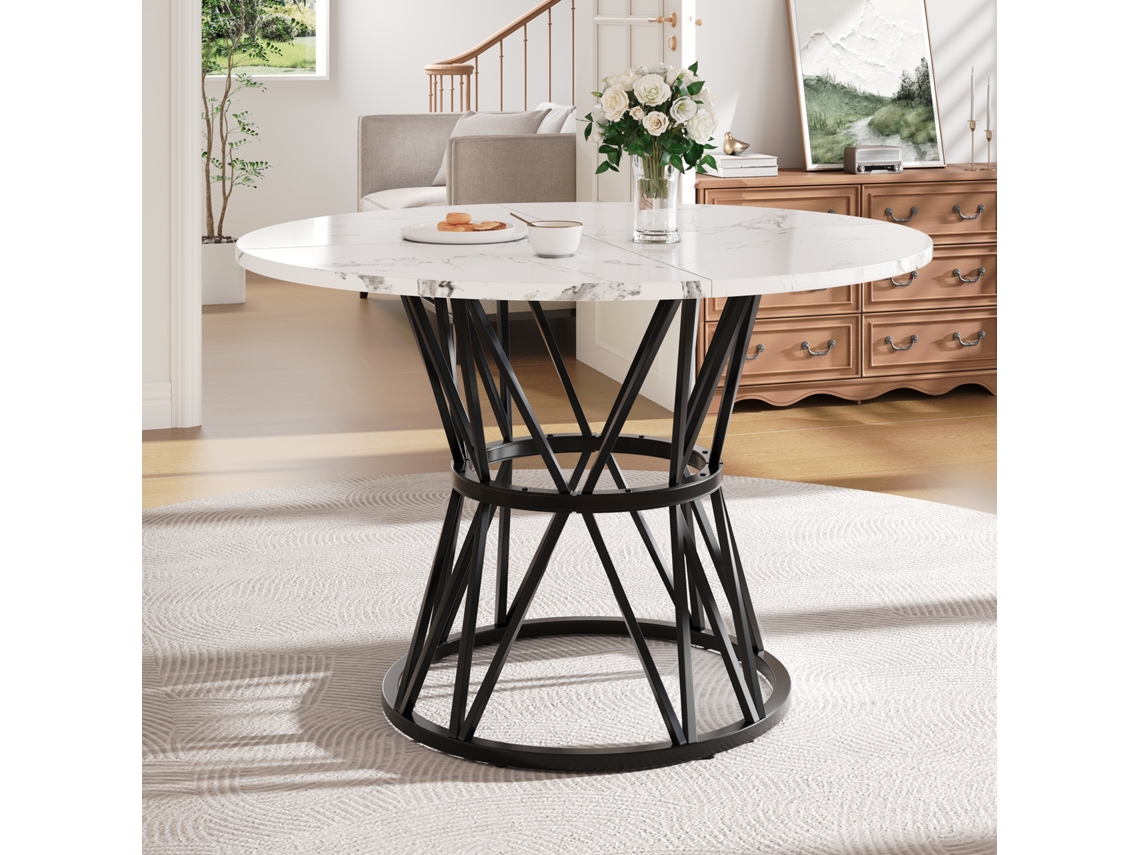 Mesa Redonda Preta 100x100x76cm, Mármore, 4p.-mh