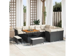 Vidaxl Conjunto De Sofá De Jardim 12 Unid. Preto Vime Pe