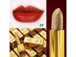Batom Glitter Hidratante de Veludo Mate de Forma Dourada, Longo Duradouro, À Prova D'água,03