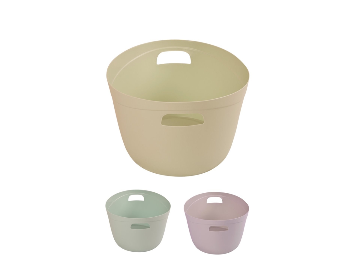 Cesta Multiusos 22l Con Asas - Cesto De Plástico Ovalada Crema 22l