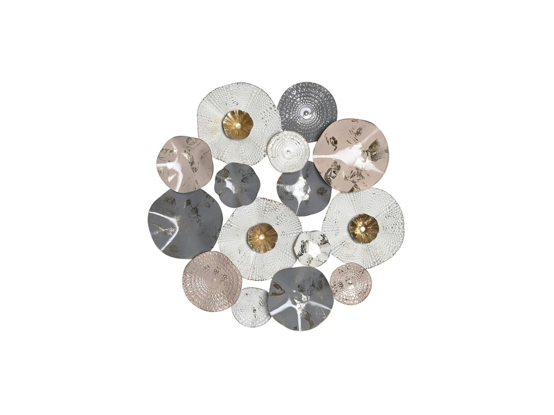 Decoração de Parede Dkd Home Decor Metal Cinzento Branco (80 X 7 X 80 Cm)
