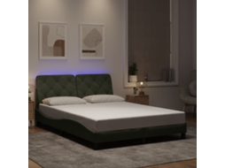 Vidaxl Estrutura De Cama Com Led Sem Colchão 140x190 Cm Veludo Cinzento-claro