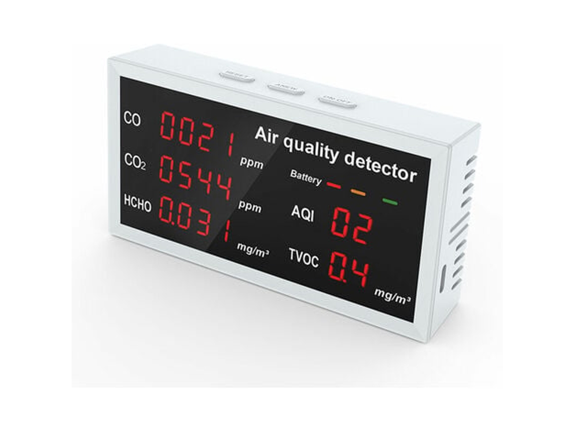 Detector Multifuncional Em 1 Com Display Led Co2 Hcho Tvoc Aqi Monitoramento Home Office Alta Precisão Detecção Rápida Ar Q Slowmoose