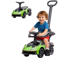 Carro infantil Lamborghini 2 em 1, barra de apoio, buzina, metal e plástico, 86,5x40x89,5cm Verde/preto S/MARCA