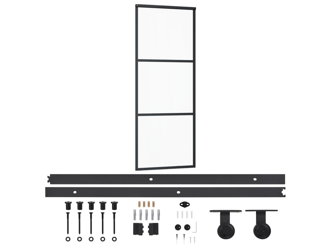 Sliding Door, Sliding Doors Vidaxl Preto Alumínio (76 X 205 Cm (trilho Deslizante De 200 Cm))